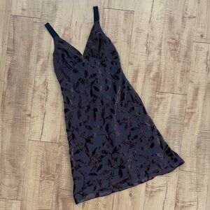 Elegant Brown Black Sheer Velvet Floral Dress